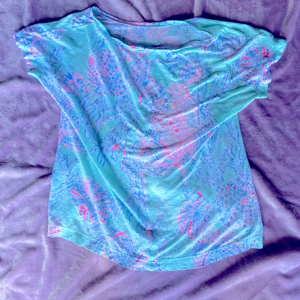 EUC M Lilly Pulitzer Mikela Fransea Mint Linen Top